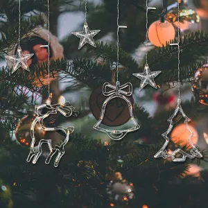 New PRETYZOOM Christmas String Light LED Fairy Light Reindeer Bell Tree Christmas Tree Garland Decorative Lights Lamp for Indoor Outdoor Party Window Curtain Decor, USB Powered!