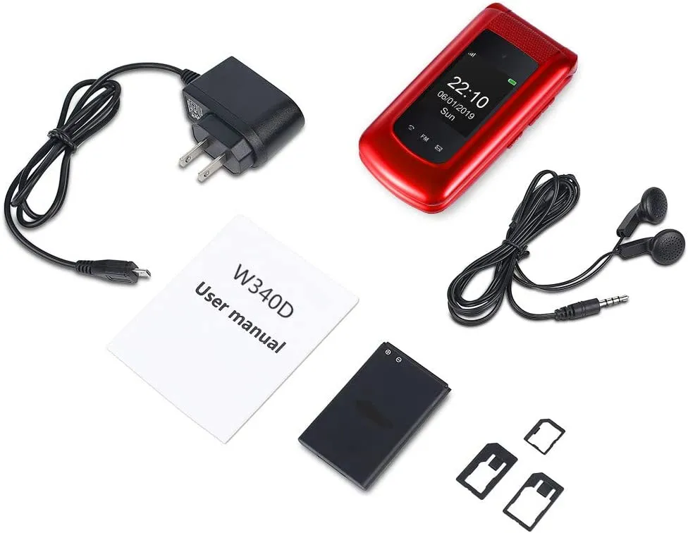 New sealed Uleway Unlocked Flip Phone 3G Dual SIM Card 2.4'' Flip Cell Phones Unlocked SOS Button Easy to Use T Mobile Flip Phone for Seniors & Kids (Red)