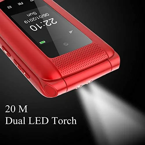New sealed Uleway Unlocked Flip Phone 3G Dual SIM Card 2.4'' Flip Cell Phones Unlocked SOS Button Easy to Use T Mobile Flip Phone for Seniors & Kids (Red)