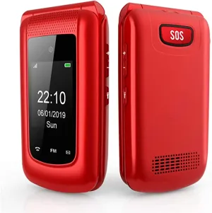 New sealed Uleway Unlocked Flip Phone 3G Dual SIM Card 2.4'' Flip Cell Phones Unlocked SOS Button Easy to Use T Mobile Flip Phone for Seniors & Kids (Red)