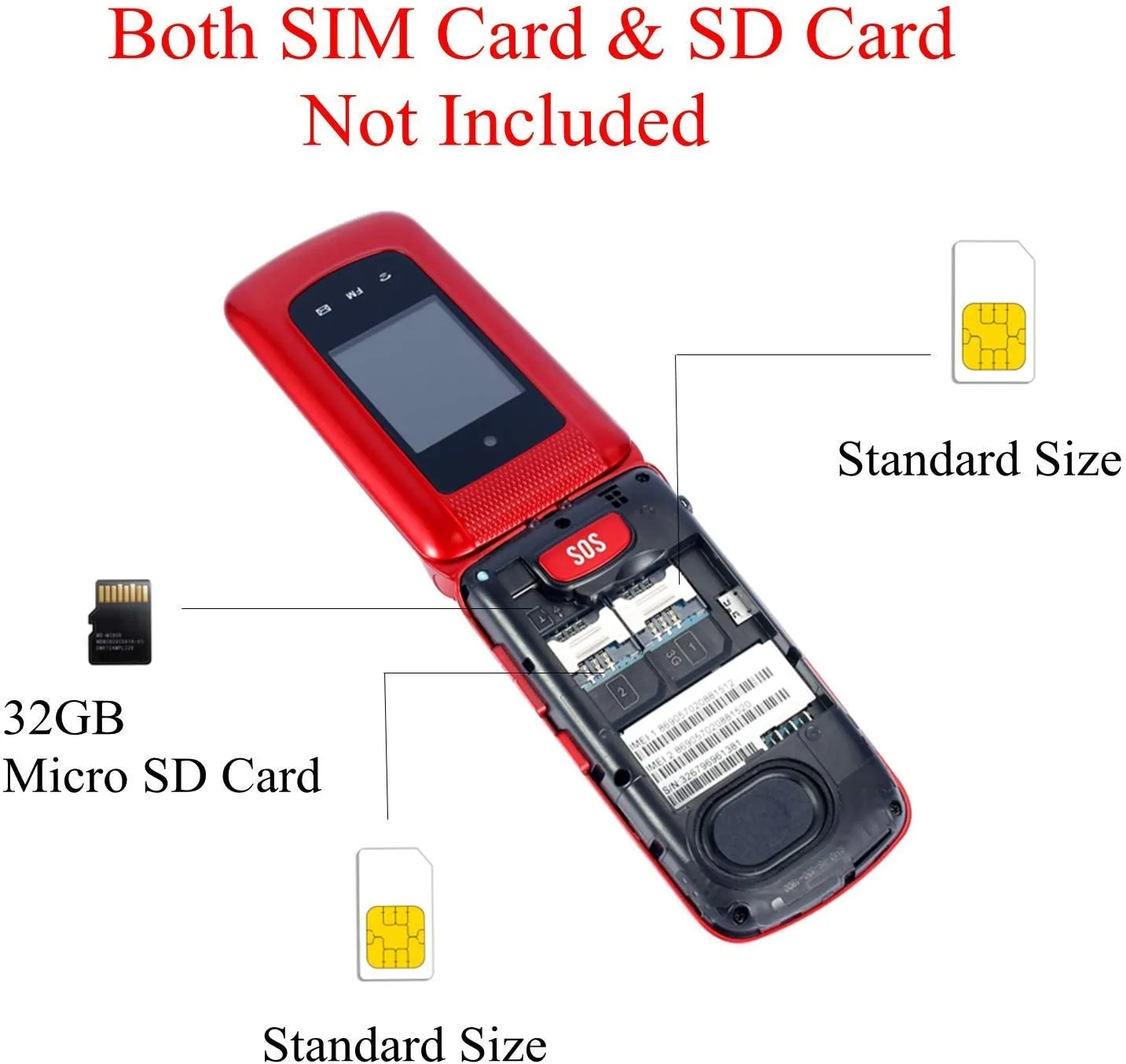 New sealed Uleway Unlocked Flip Phone 3G Dual SIM Card 2.4'' Flip Cell Phones Unlocked SOS Button Easy to Use T Mobile Flip Phone for Seniors & Kids (Red)