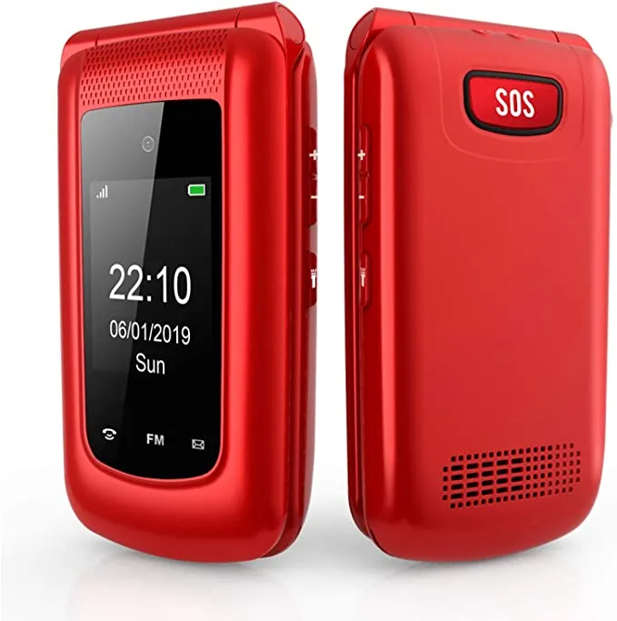 New sealed Uleway Unlocked Flip Phone 3G Dual SIM Card 2.4'' Flip Cell Phones Unlocked SOS Button Easy to Use T Mobile Flip Phone for Seniors & Kids (Red)
