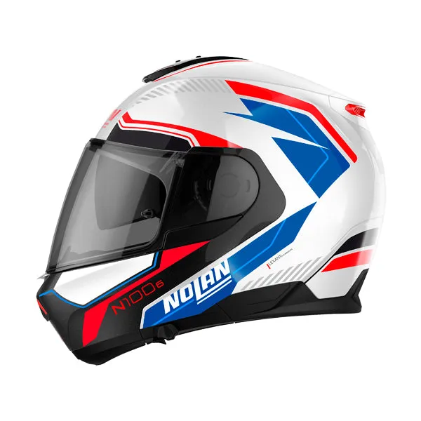 Nolan N100-6 N-Com Flip Face Helmet - white/blue/red