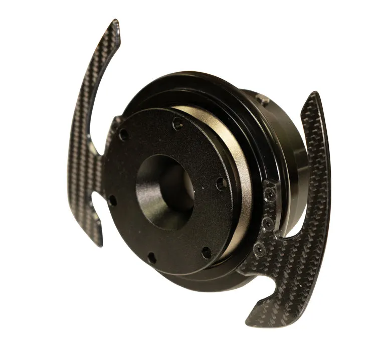 NRG SRK-700CF Black Body / Black Ring w/ Carbon Fiber Handles Quick Release Gen 4.0