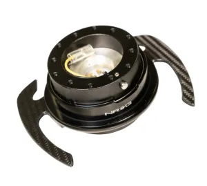 NRG SRK-700CF Black Body / Black Ring w/ Carbon Fiber Handles Quick Release Gen 4.0