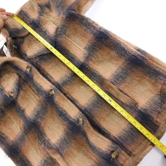 NWT American Eagle Wool Brushed Plaid Shacket Shirt Jacket 90s Western Boho Y2k