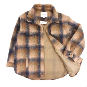NWT American Eagle Wool Brushed Plaid Shacket Shirt Jacket 90s Western Boho Y2k