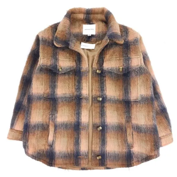 NWT American Eagle Wool Brushed Plaid Shacket Shirt Jacket 90s Western Boho Y2k