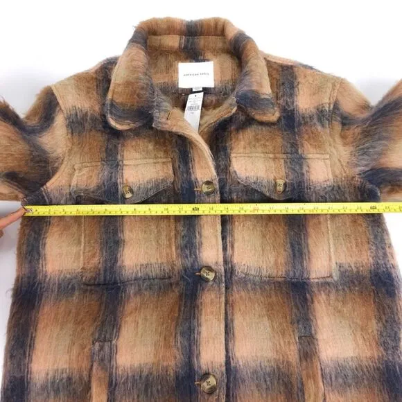 NWT American Eagle Wool Brushed Plaid Shacket Shirt Jacket 90s Western Boho Y2k