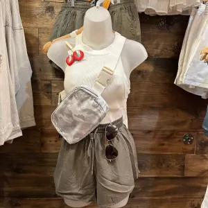 Olive Green Flowy Shorts