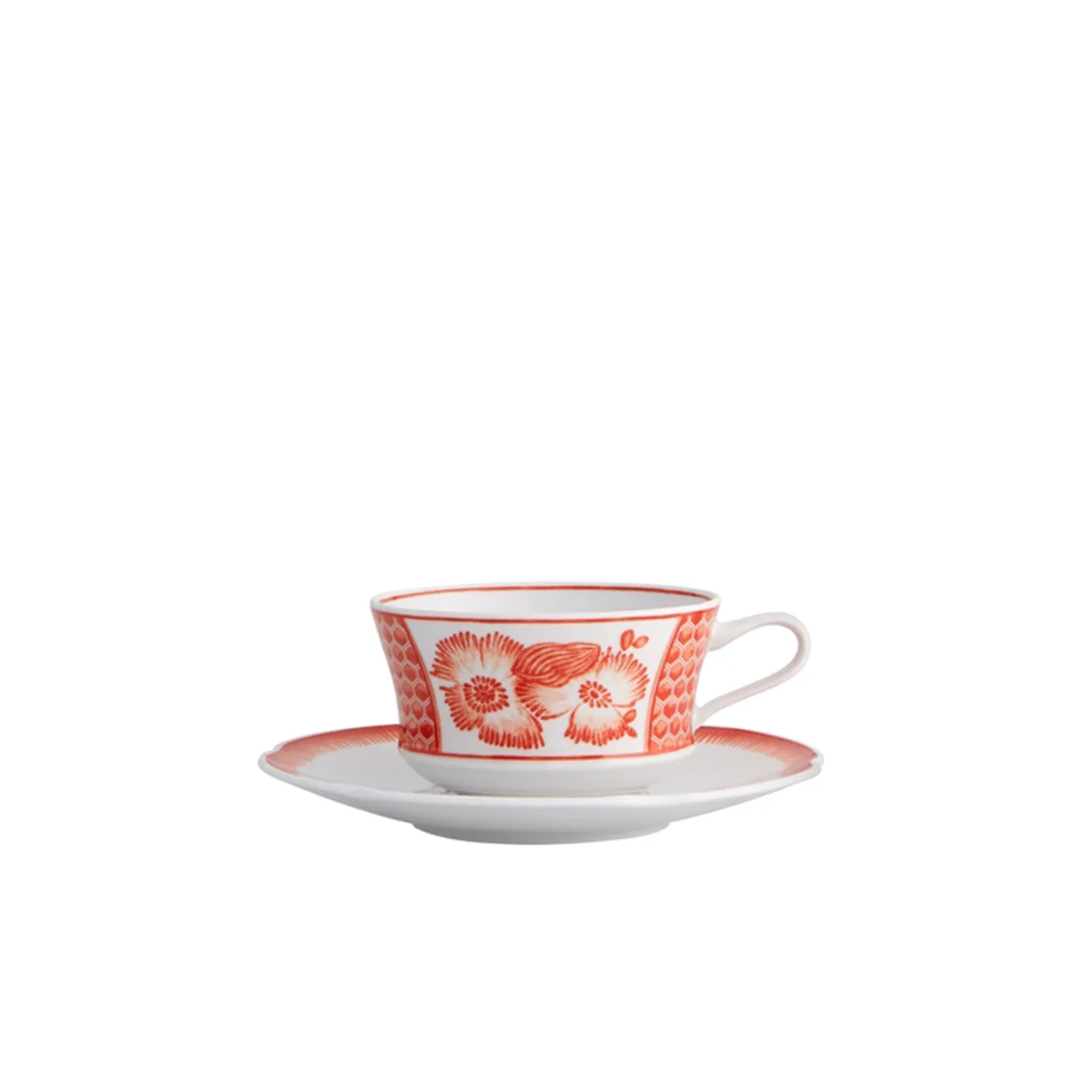 OSCAR DE LA RENTA CORALINA TEA CUP AND SAUCER, SET OF 4
