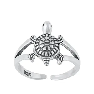 Oxidized Sterling Silver Sea Turtle Toe Ring 925 New Cute Adjustable Midi Band