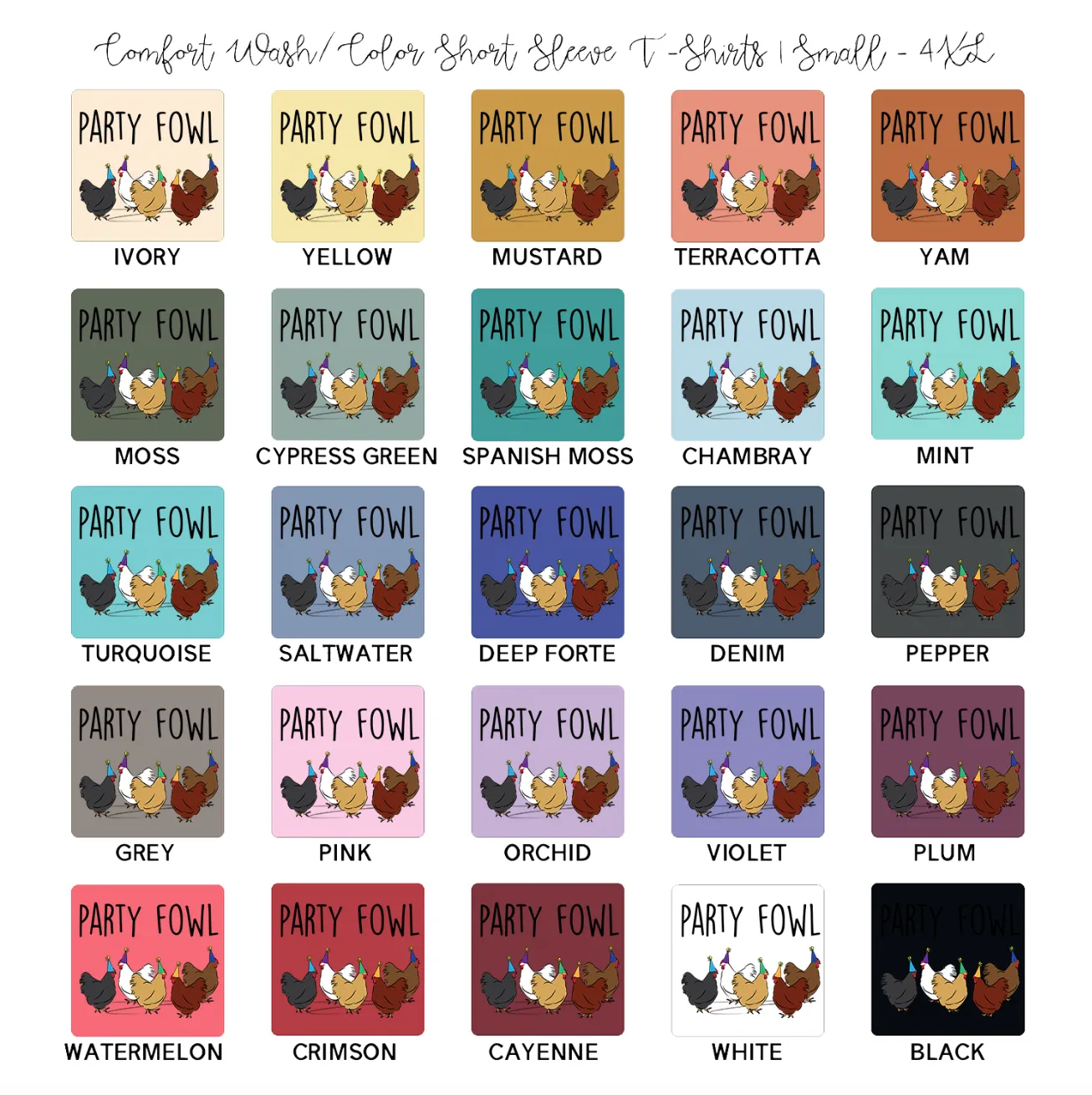 Party Fowl ComfortWash/ComfortColor T-Shirt (S-4XL) - Multiple Colors!