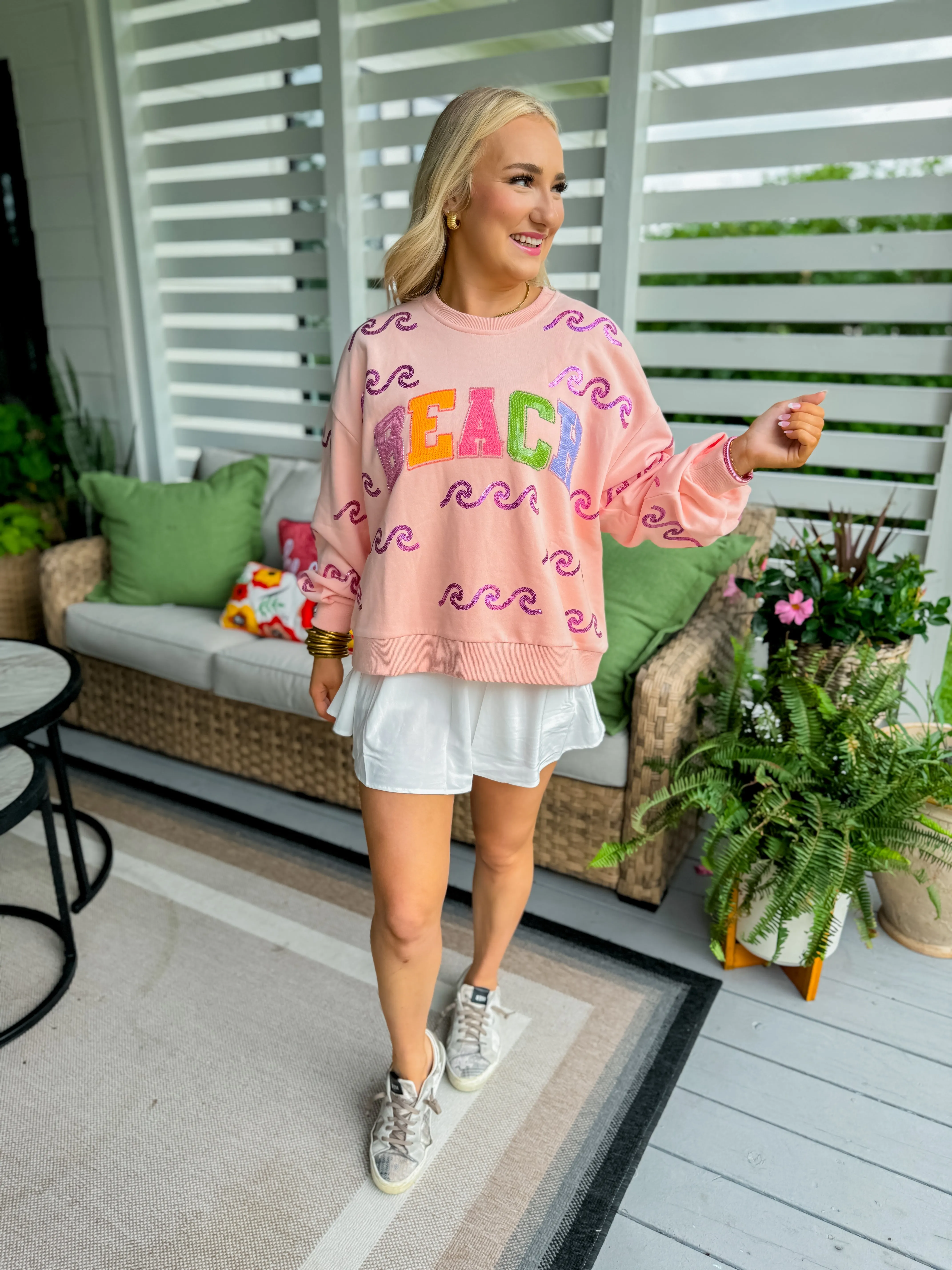 Peach Wave & 'Beach' Sweatshirt