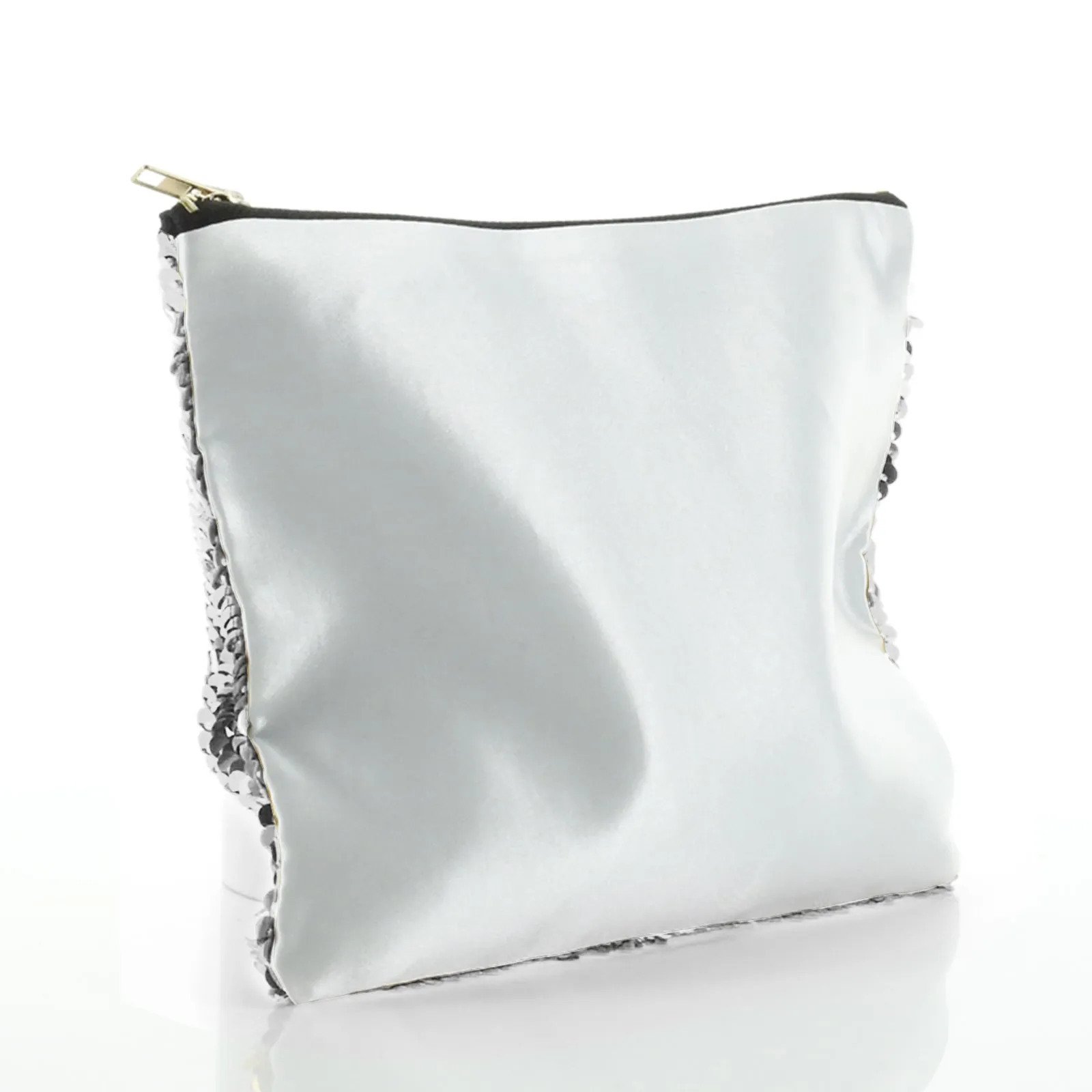 Personalised Sequin Zip Bag with Cow Pink Bows and Cute Text