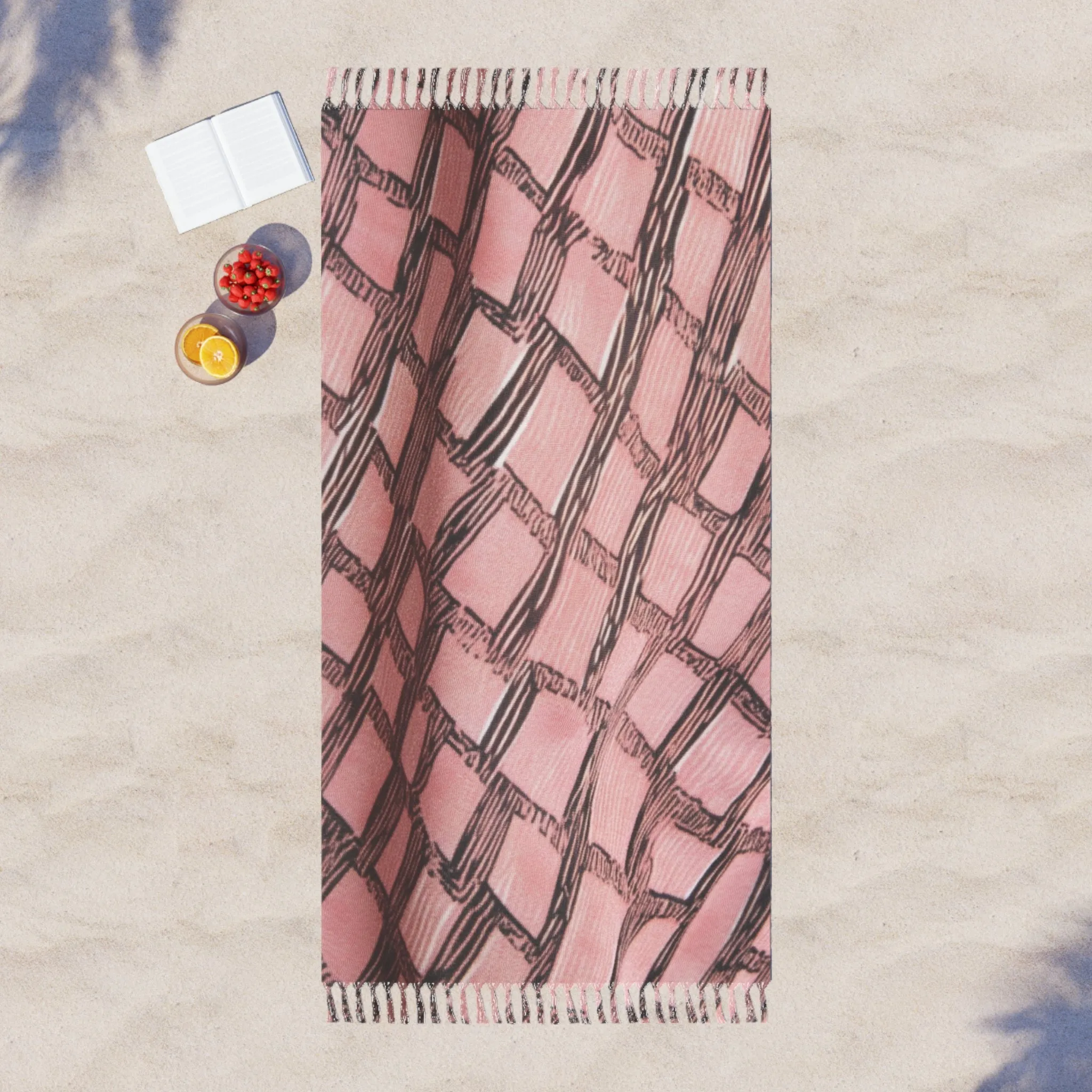 Pink & Brown Checkered Beach Towel