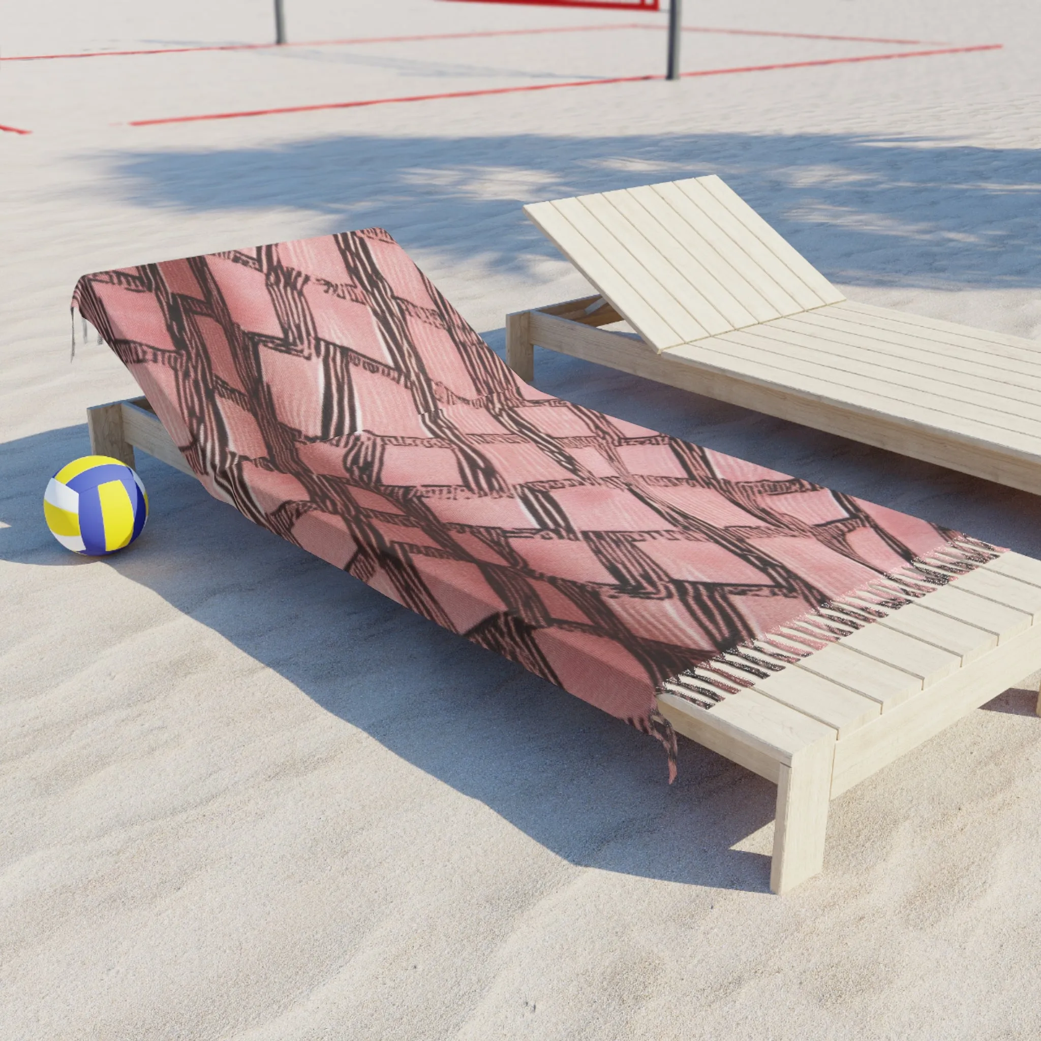 Pink & Brown Checkered Beach Towel