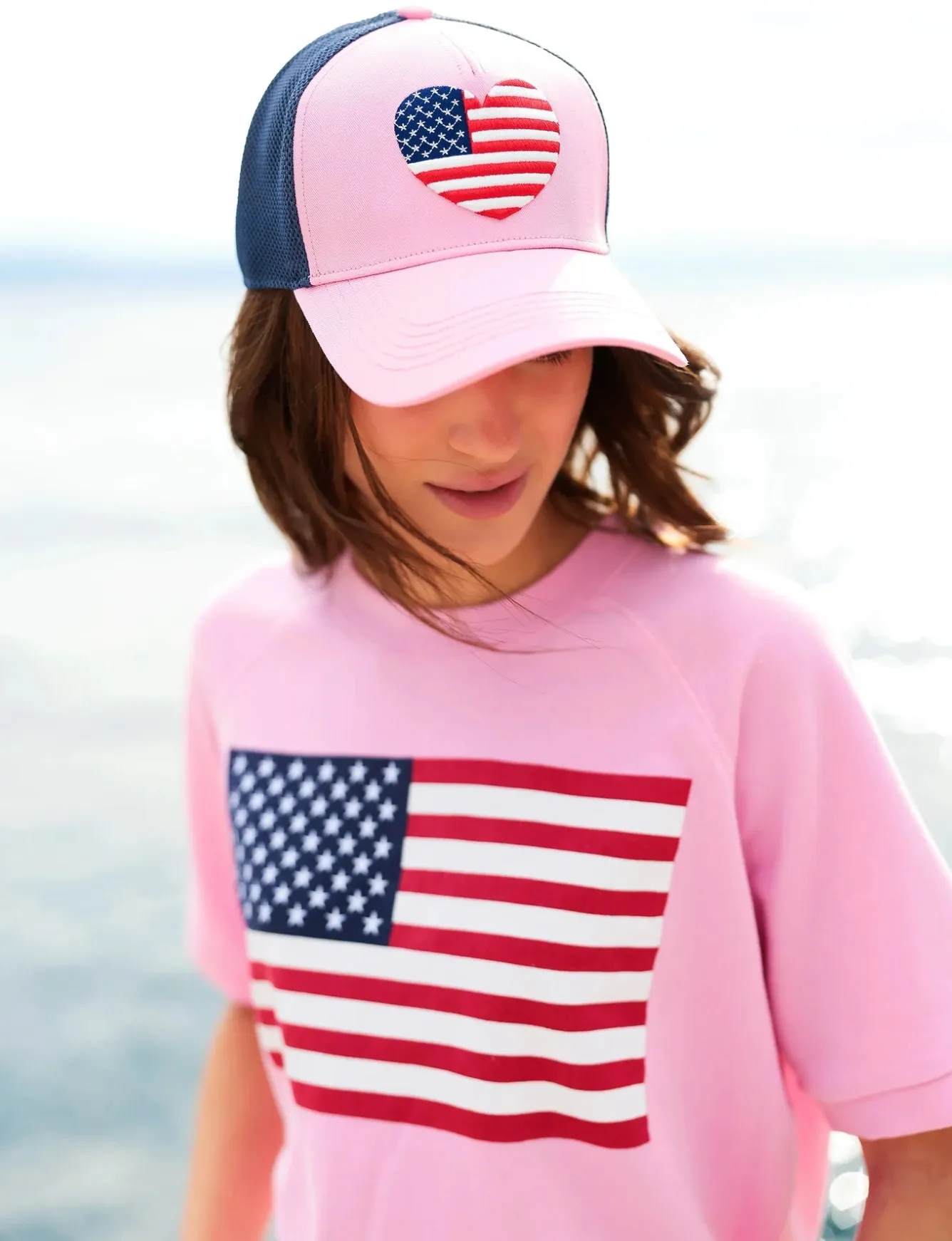 Pink Flag Short Sleeve Sweatshirt