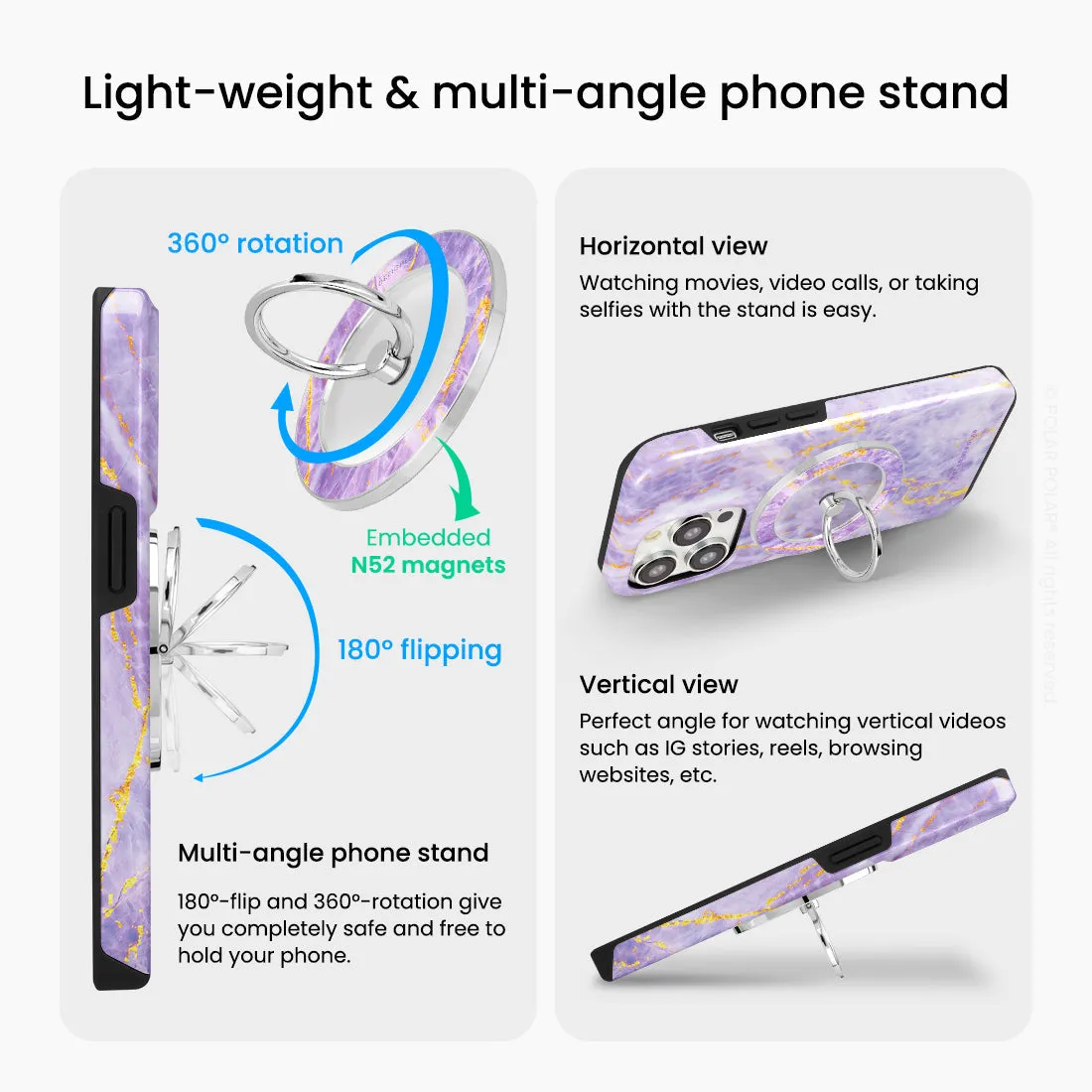 Princess Purple - Silver MagSafe Phone Grip and Ring Holder Stand