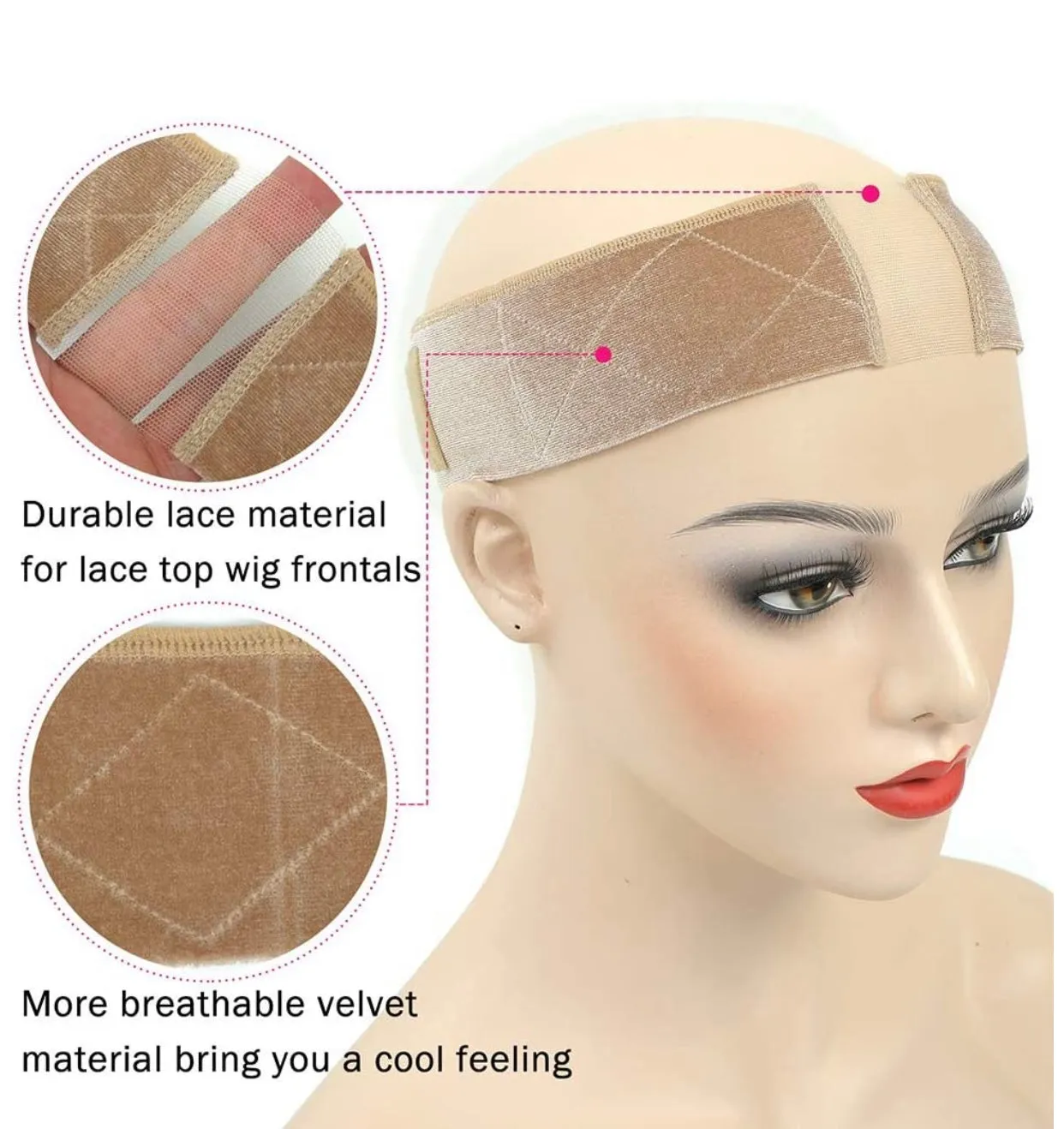 "Velvet wig grip"  Swiss lace insert.  (Light tone)