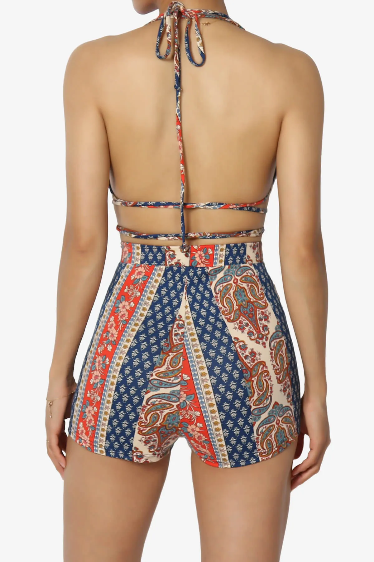 Rally Printed Halter Bra Top & Mini Shorts SET