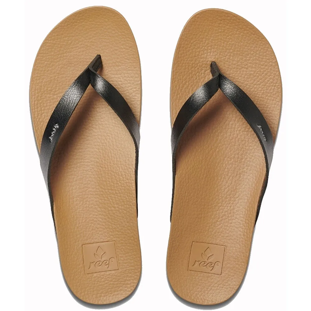 Reef Womens Cushion Bounce Court Flip Flops - Black/Natural