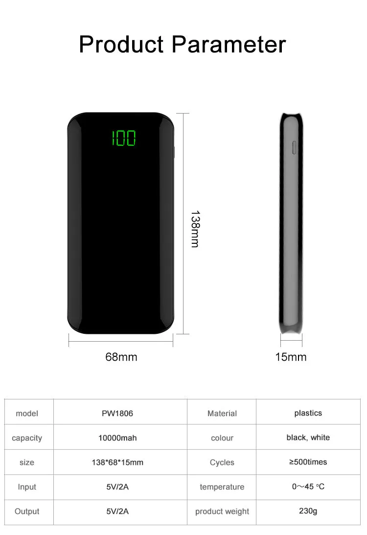 REF Power LCD Lightweight Digital Display Portable Battery Charger