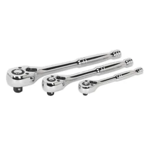 Sealey Premier 3 Piece Pear Head Flip Reverse Ratchet Wrench Set Handle in Tray