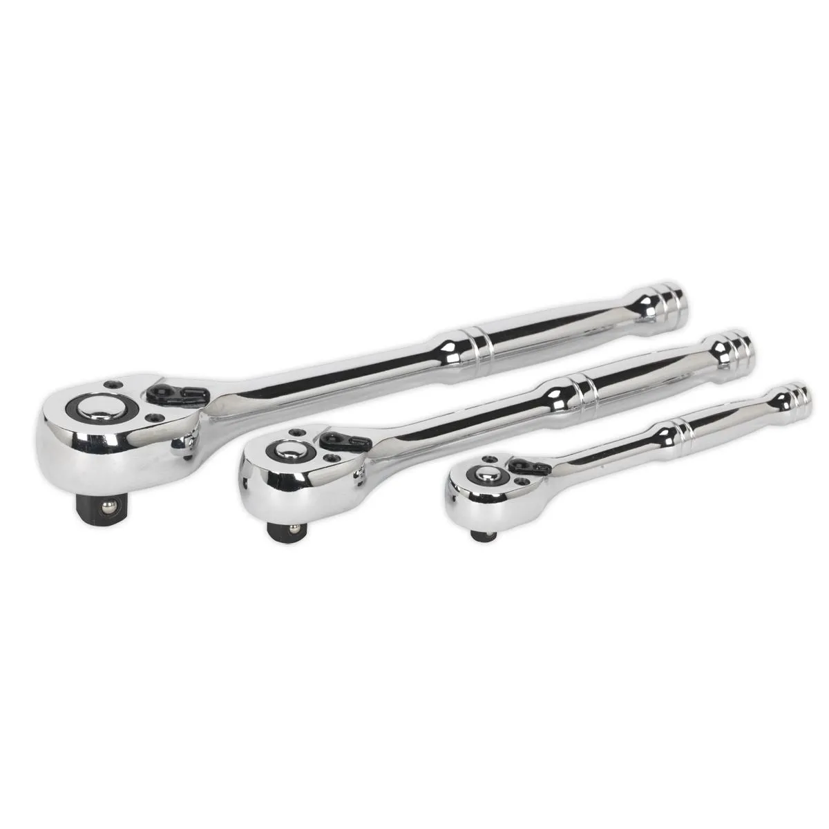 Sealey Premier 3 Piece Pear Head Flip Reverse Ratchet Wrench Set Handle in Tray