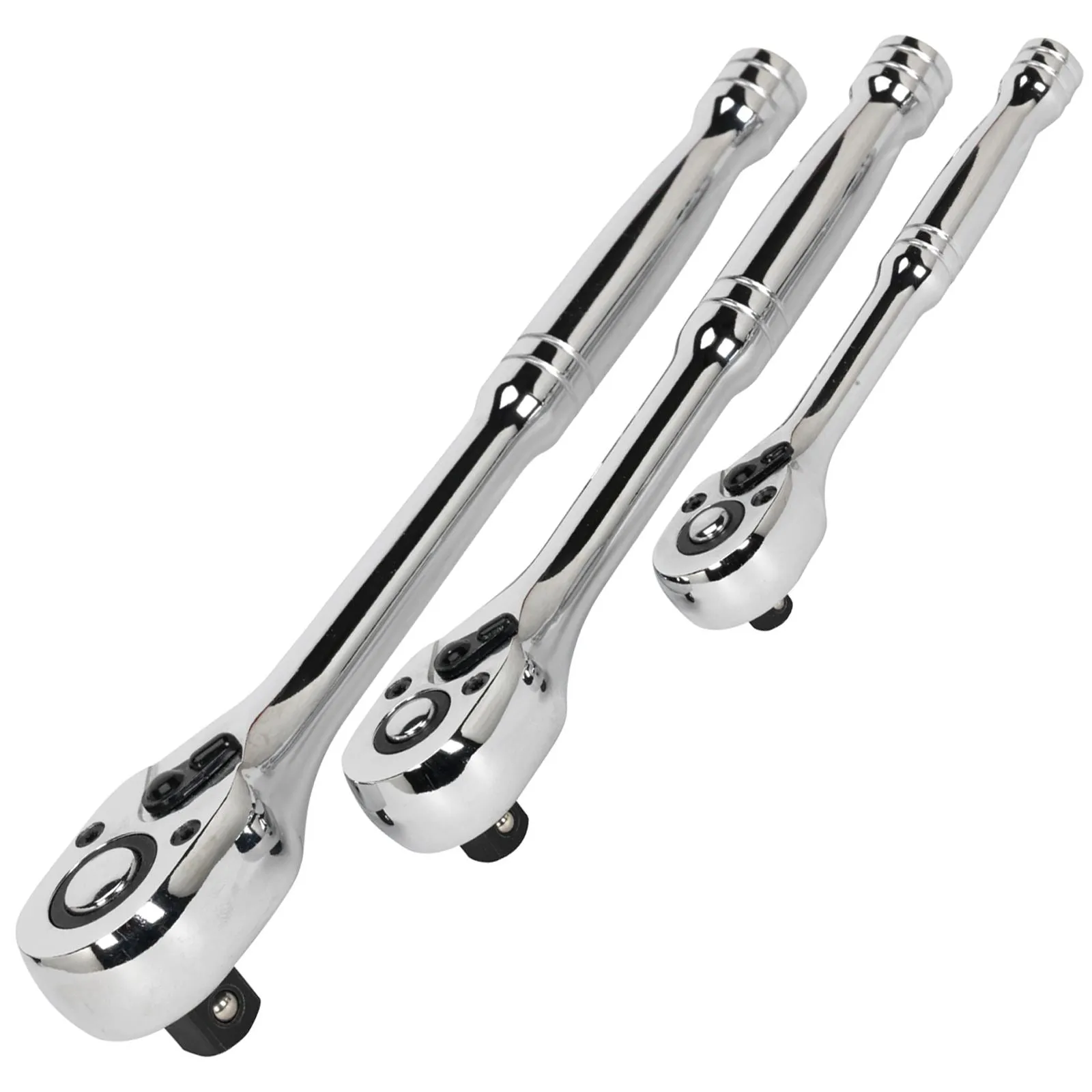 Sealey Premier 3 Piece Pear Head Flip Reverse Ratchet Wrench Set Handle in Tray
