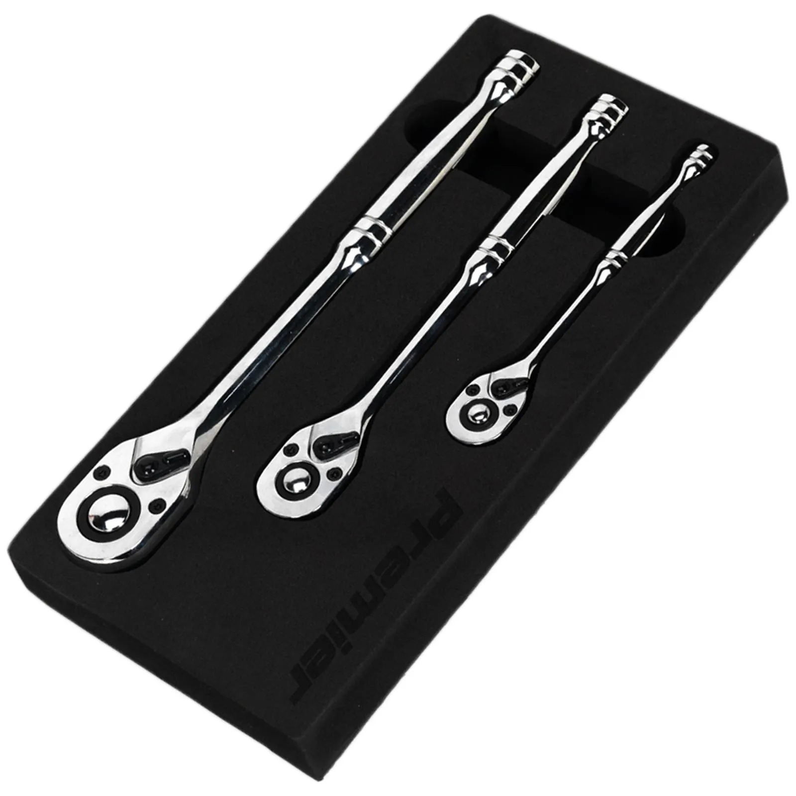 Sealey Premier 3 Piece Pear Head Flip Reverse Ratchet Wrench Set Handle in Tray