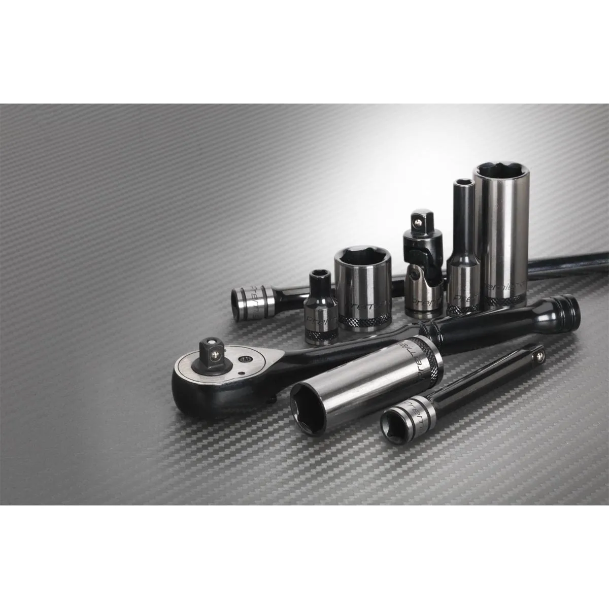 Sealey Premier Black 32 Piece 1/4" Drive Metric Socket Set WallDrive Ratchet Handle