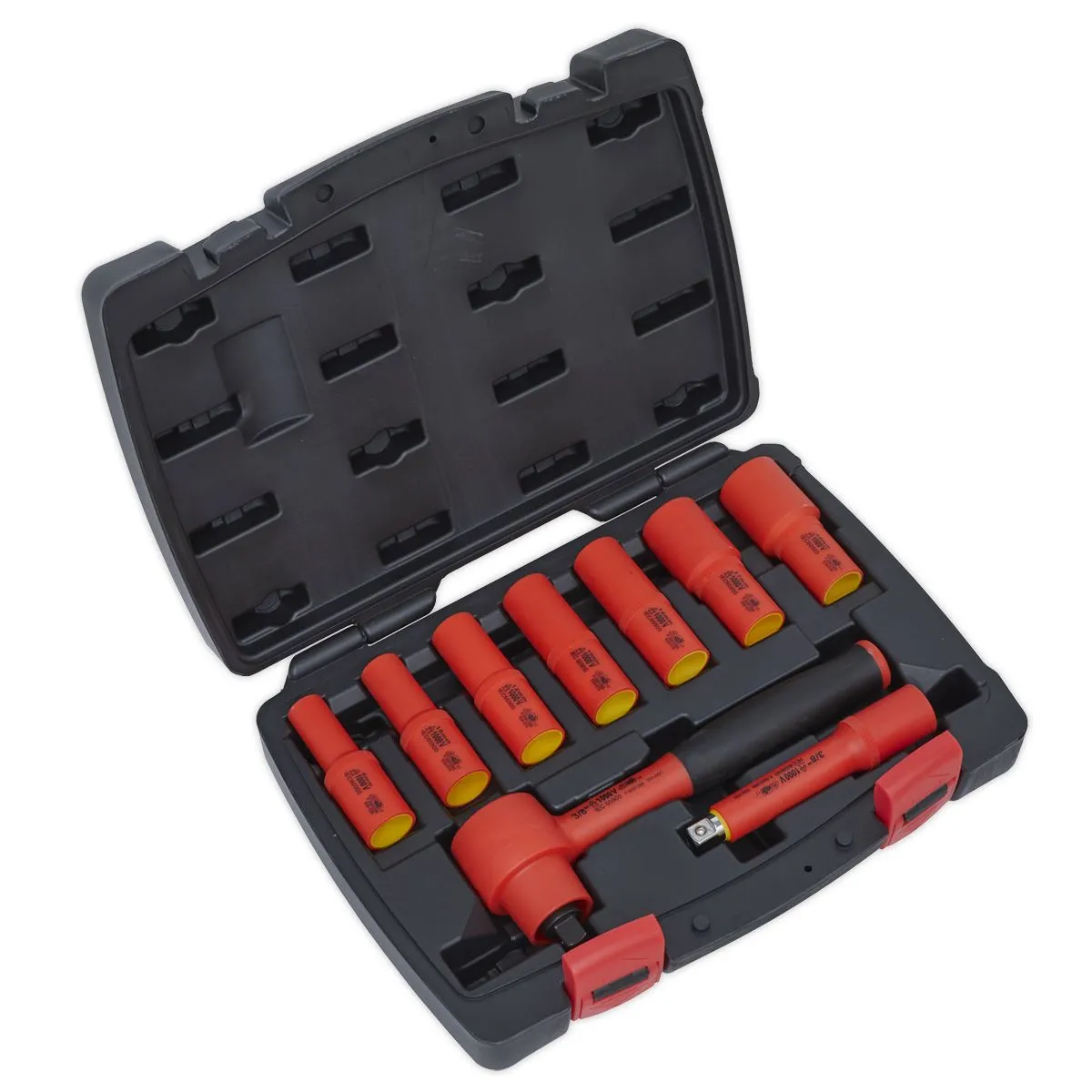 Sealey Premier Insulated Socket Set 9pc 3/8"Sq Drive 6pt WallDrive® VDE Approved