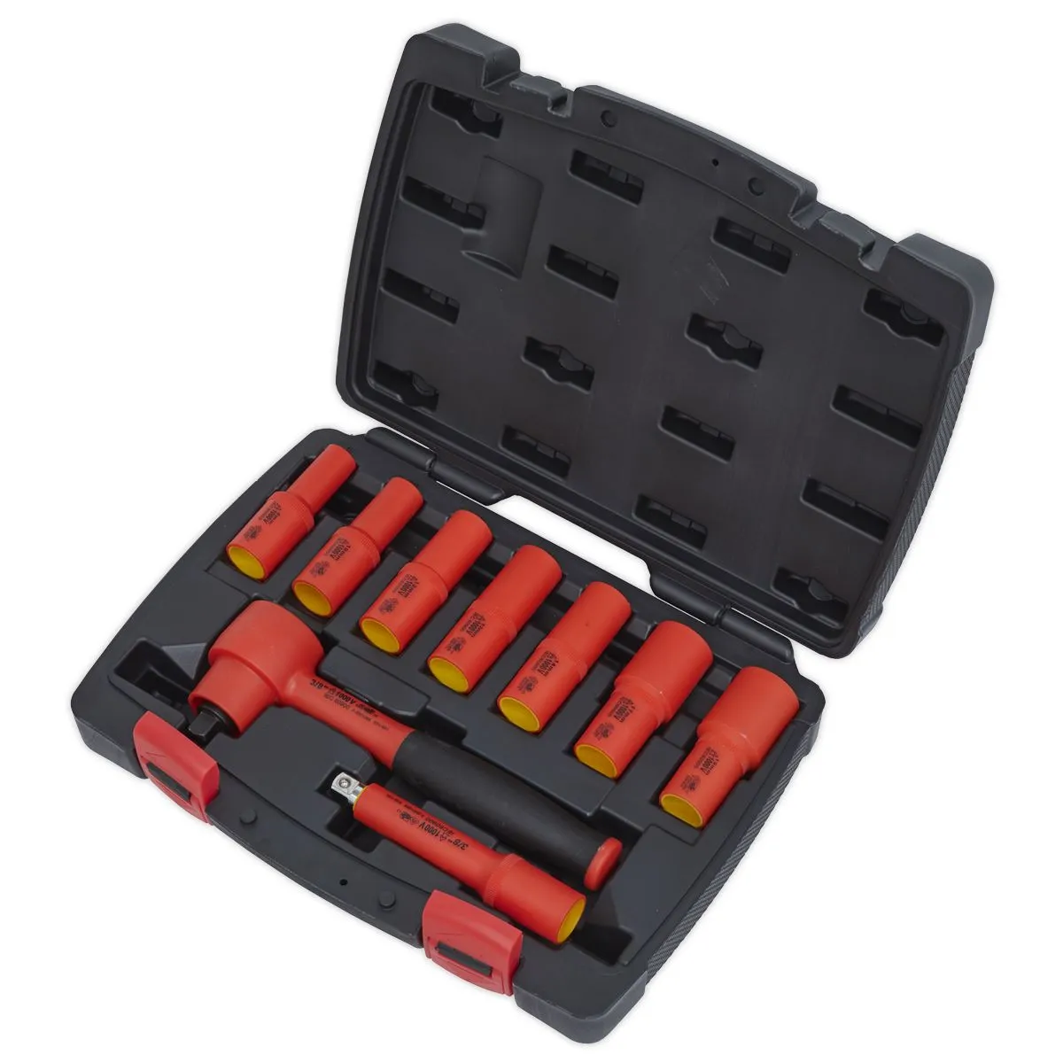 Sealey Premier Insulated Socket Set 9pc 3/8"Sq Drive 6pt WallDrive® VDE Approved