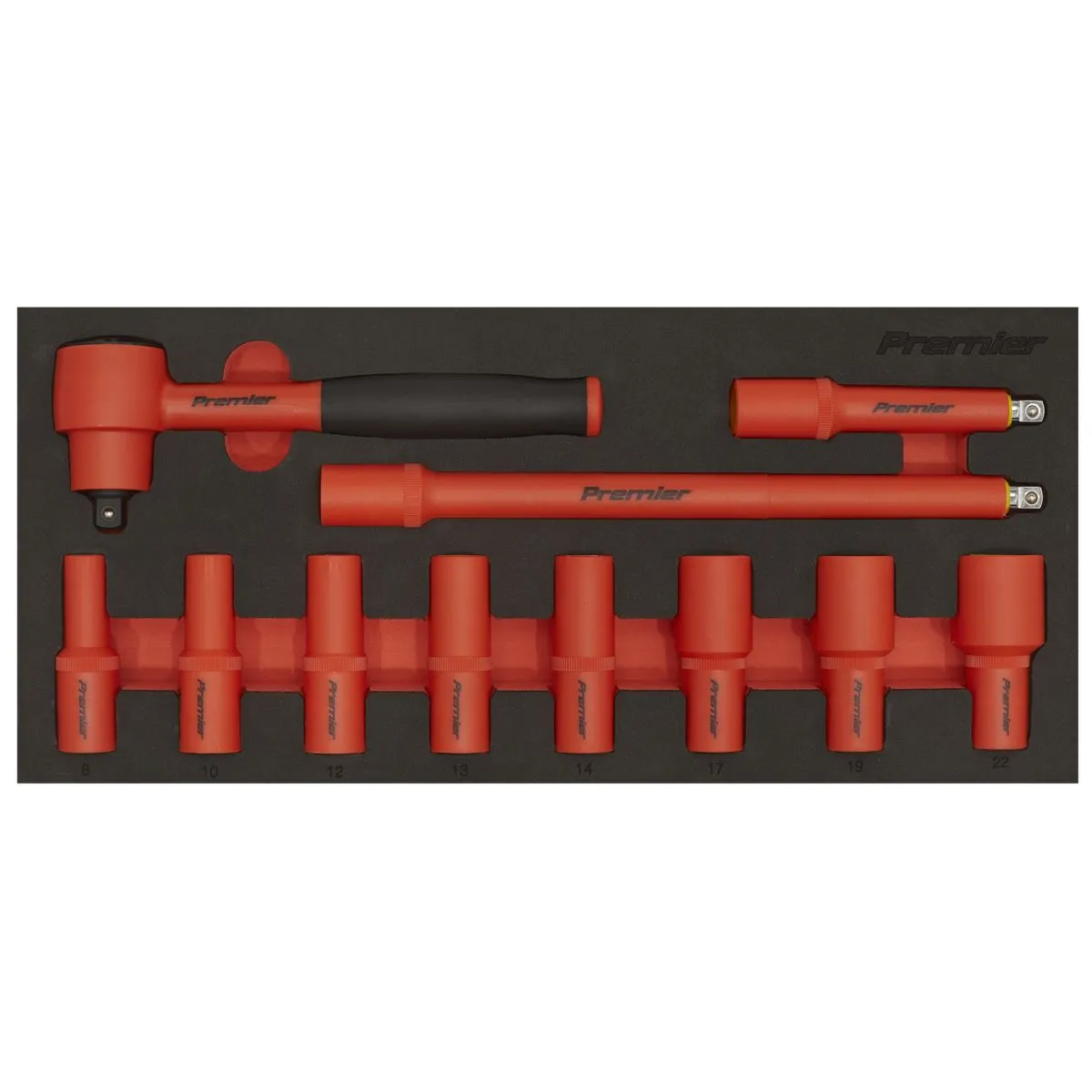 Sealey Premier Insulated Socket Set with Tool Tray 11pc 3/8"Sq Drive - VDE Approved
