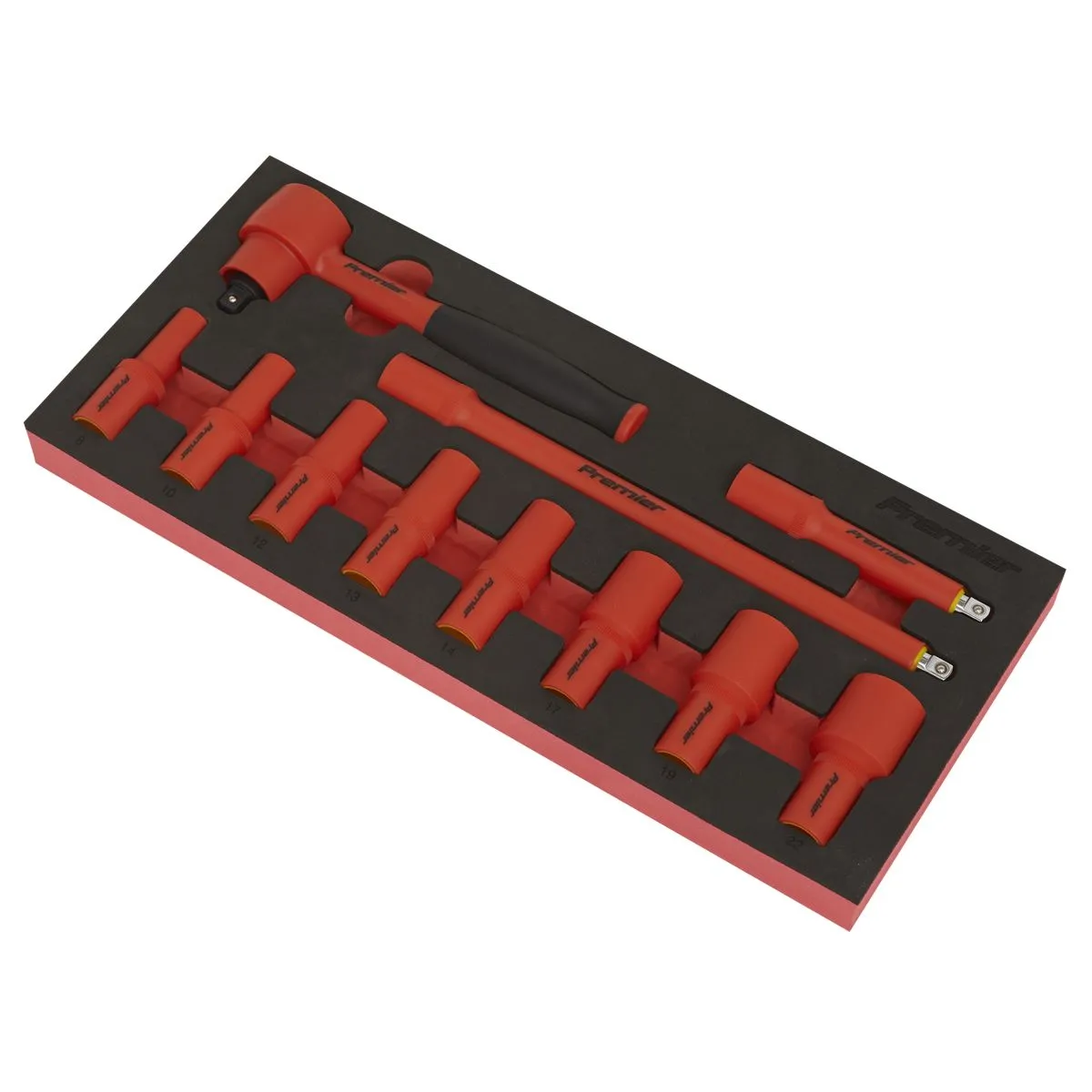 Sealey Premier Insulated Socket Set with Tool Tray 11pc 3/8"Sq Drive - VDE Approved