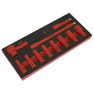 Sealey Premier Insulated Socket Set with Tool Tray 11pc 3/8"Sq Drive - VDE Approved