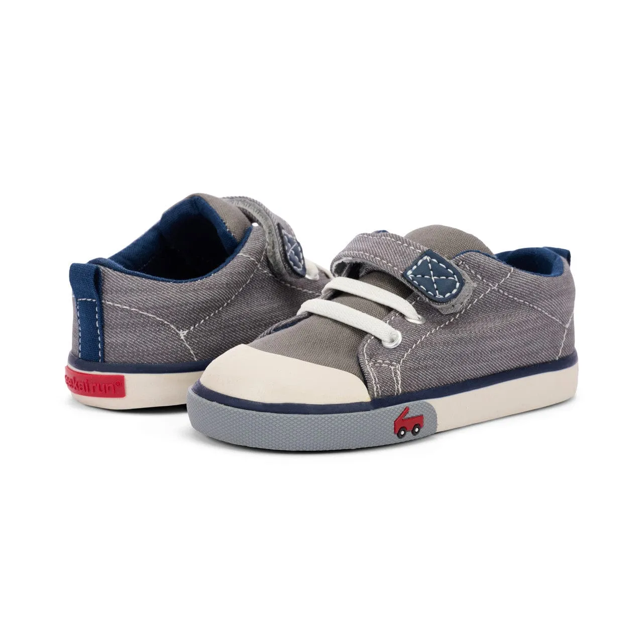 See Kai Run Stevie II First Walker Sneakers - Grey/Navy