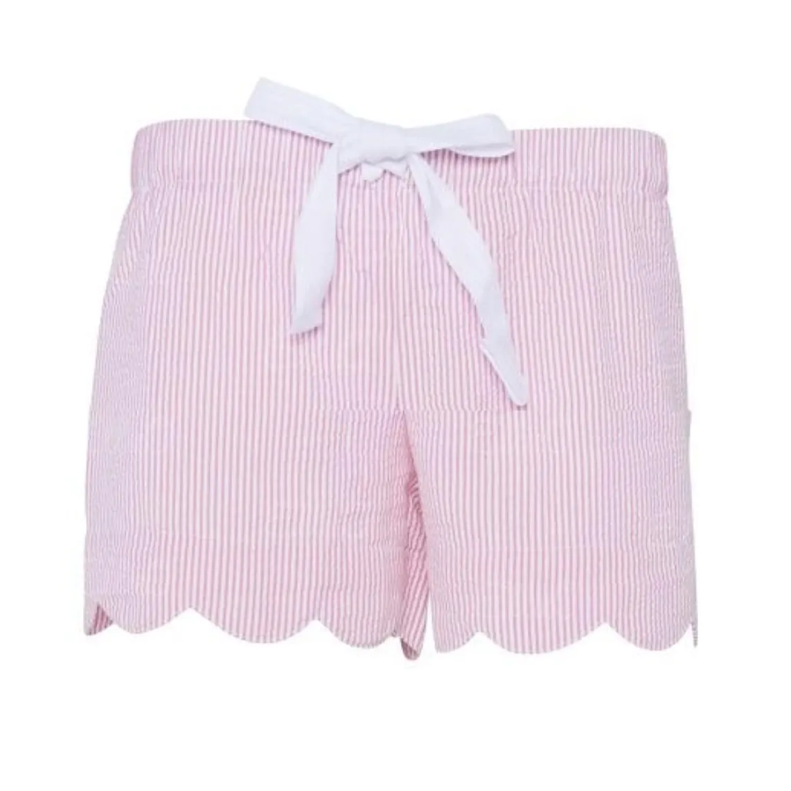 Seersucker Scalloped Lounge Shorts - Womens - 3 Colors - BLANK