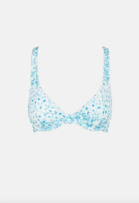 Serenity Floral Panelled Underwire Top - Blue