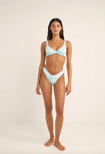 Serenity Floral Panelled Underwire Top - Blue
