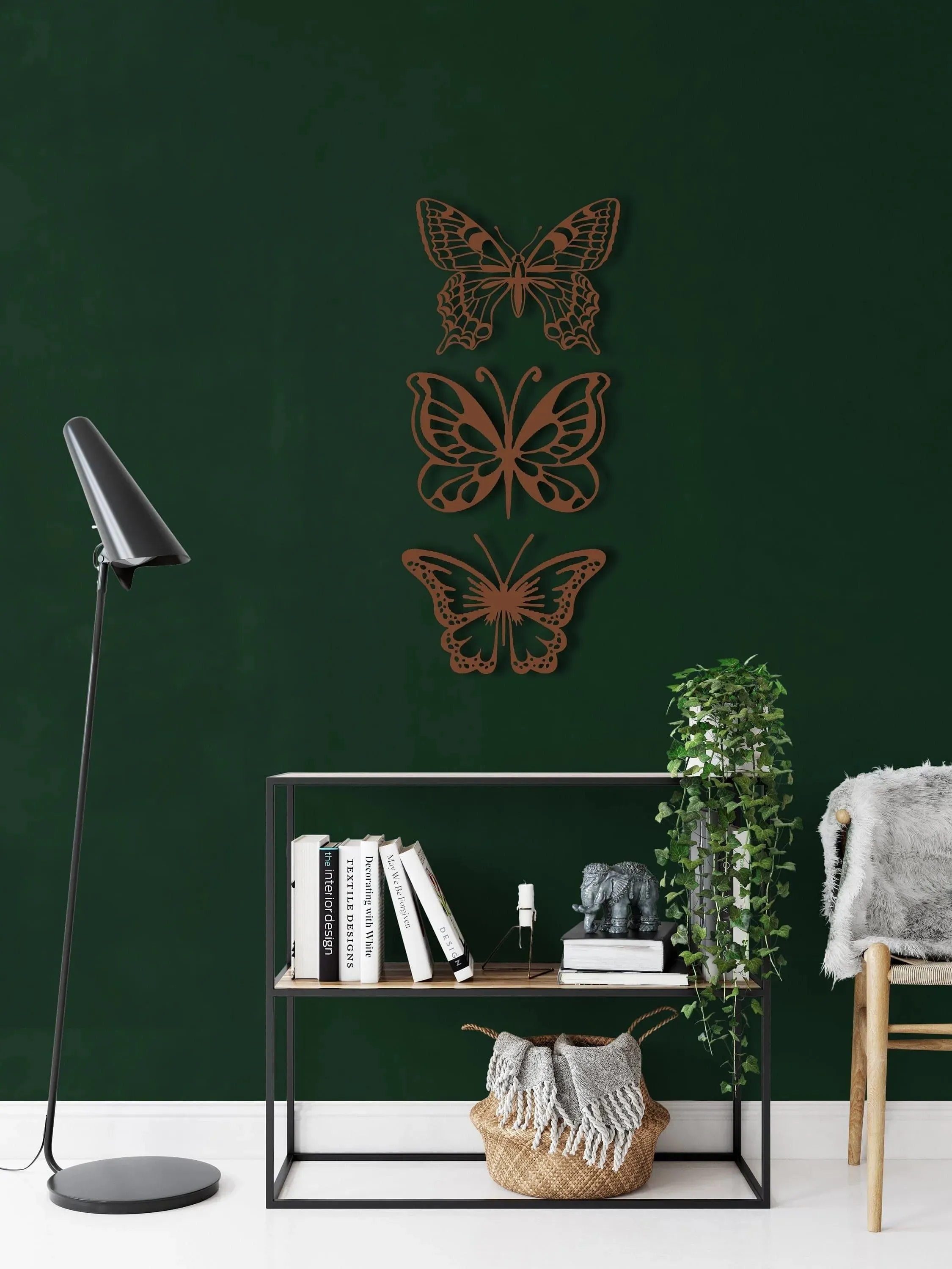 Set of 3 Butterflies Metal Wall Decor