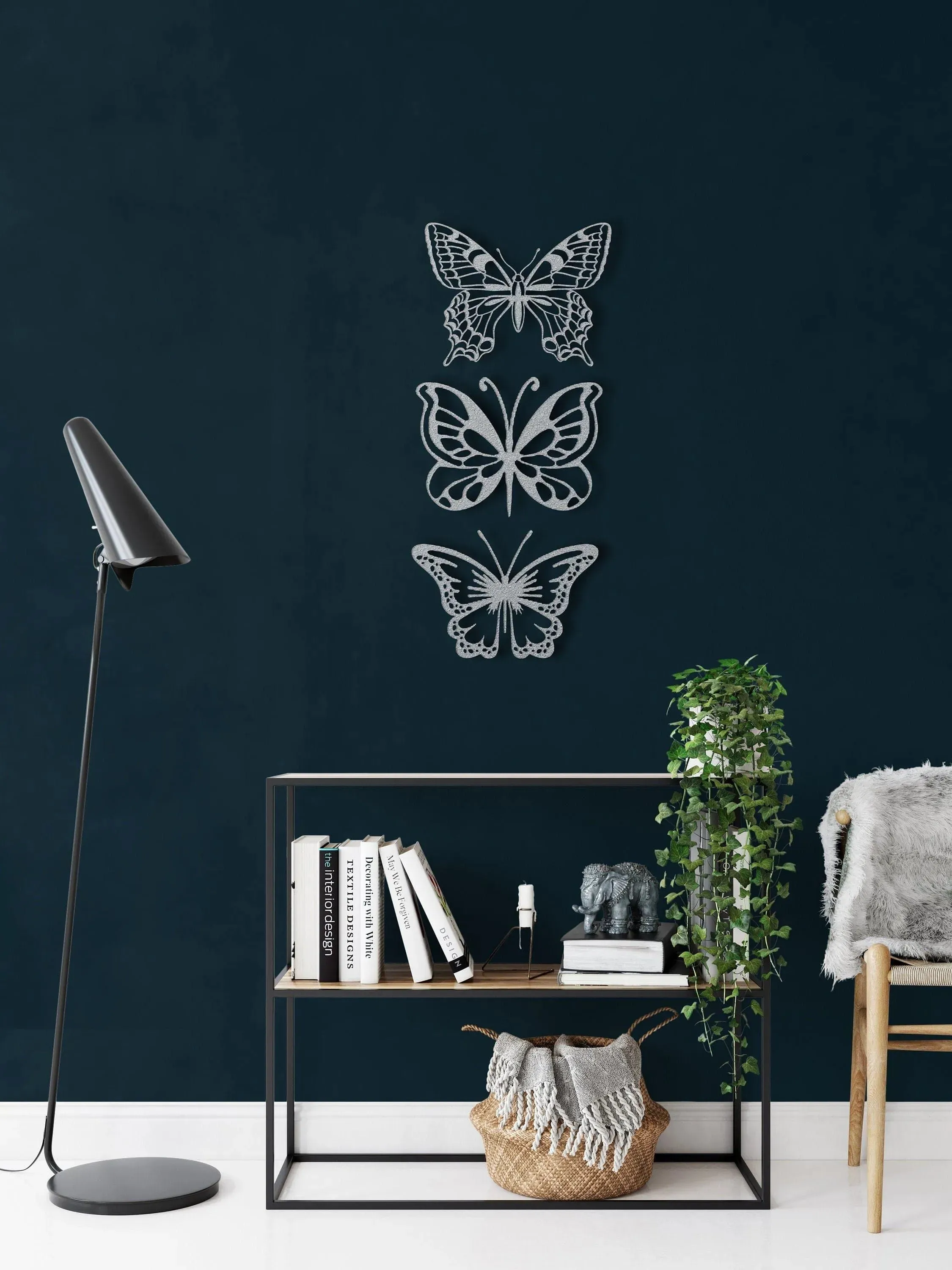 Set of 3 Butterflies Metal Wall Decor
