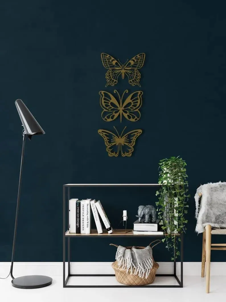 Set of 3 Butterflies Metal Wall Decor