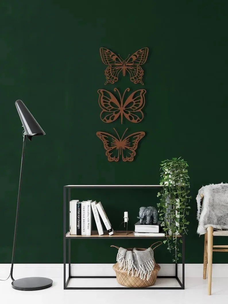 Set of 3 Butterflies Metal Wall Decor