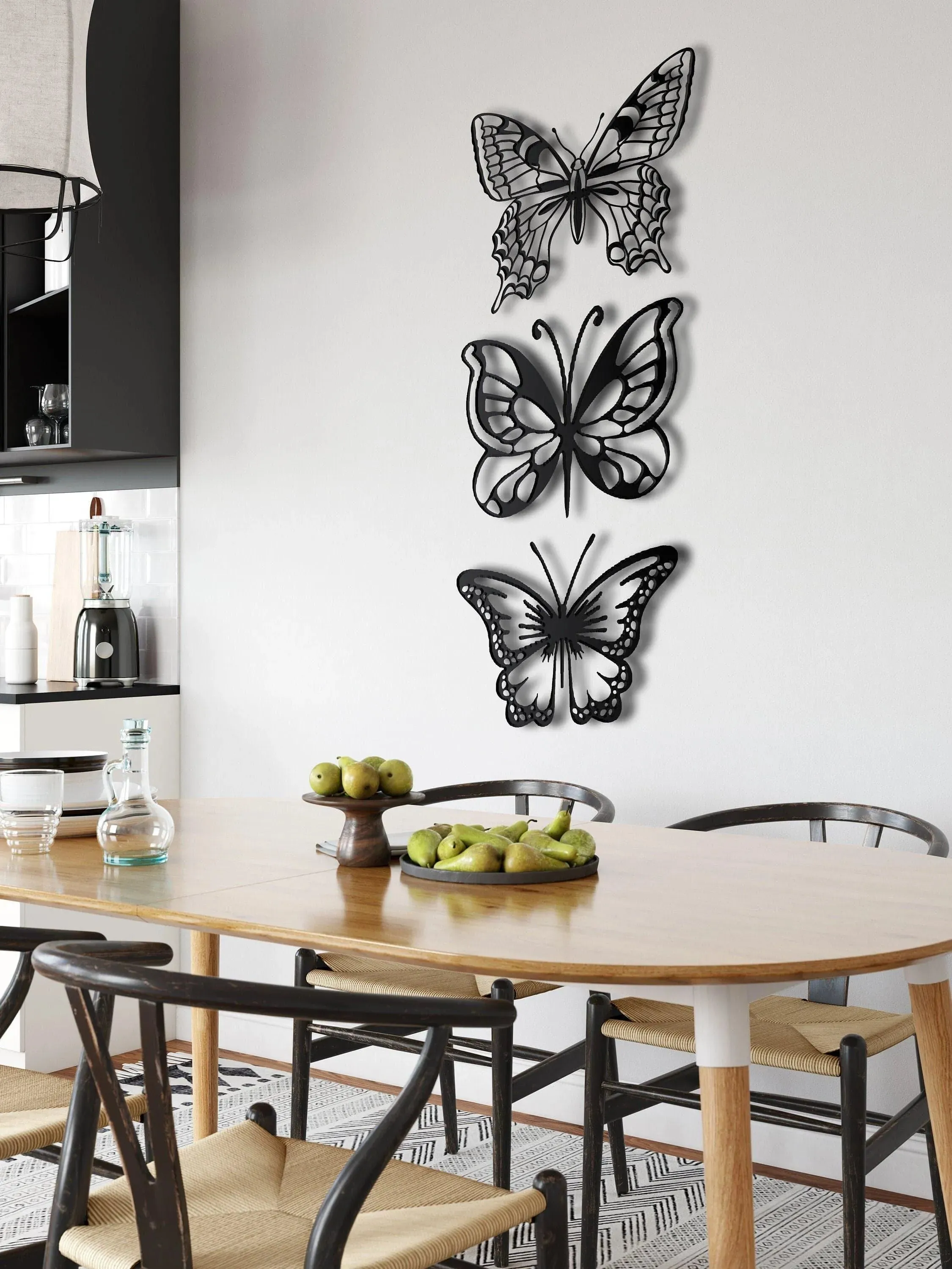 Set of 3 Butterflies Metal Wall Decor