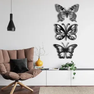 Set of 3 Butterflies Metal Wall Decor