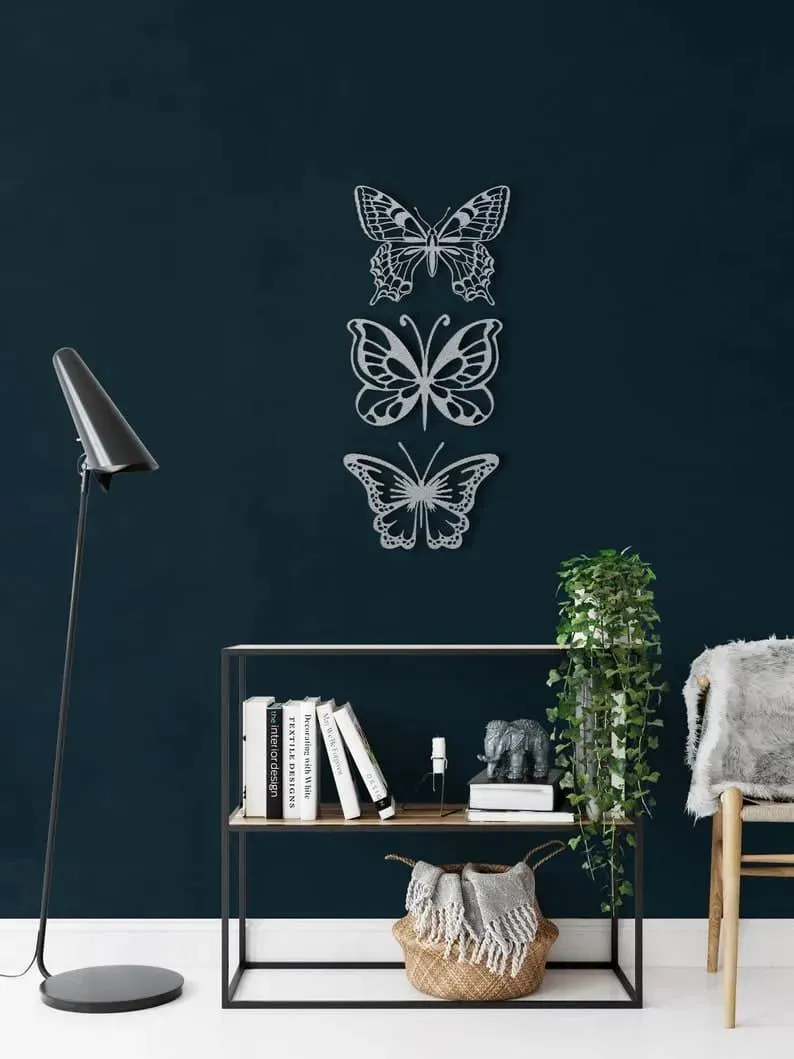 Set of 3 Butterflies Metal Wall Decor
