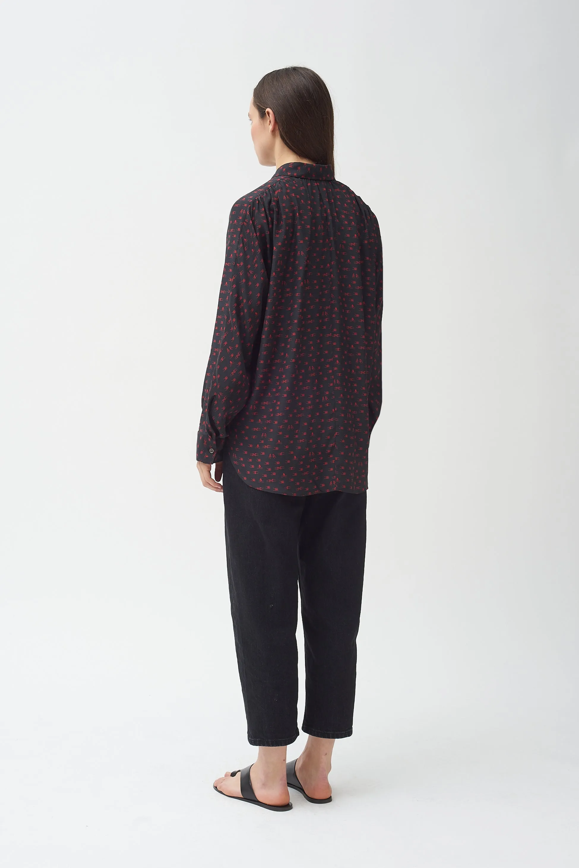 Silk Holding hands print shirt