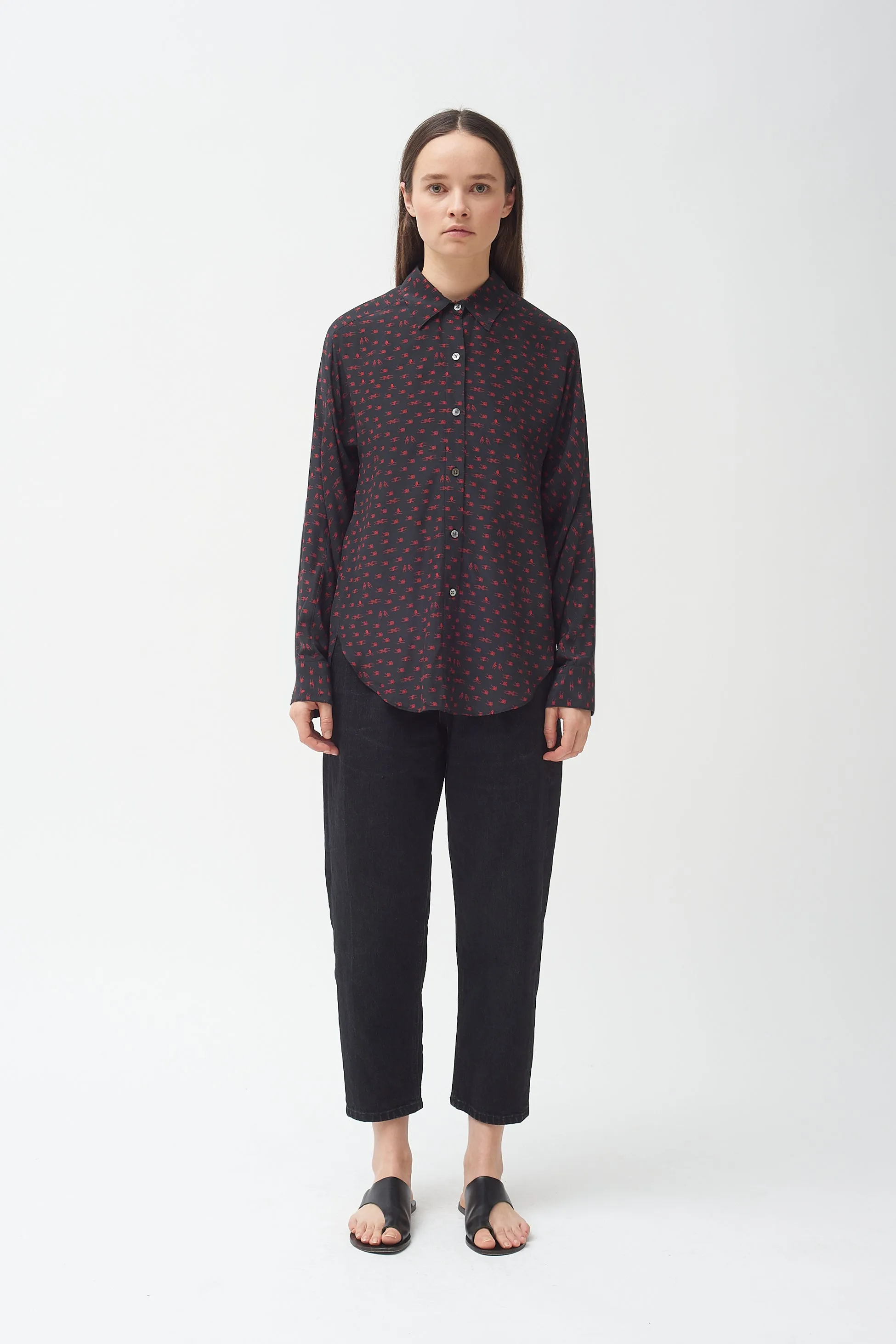 Silk Holding hands print shirt